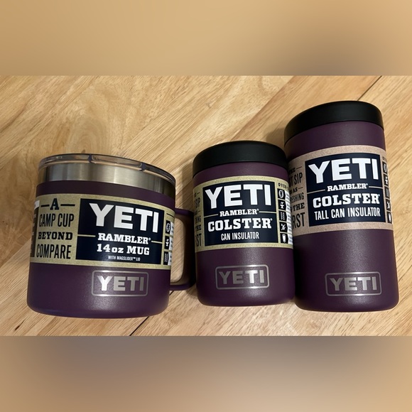 Yeti Nordic purple mug and can insulators NEW